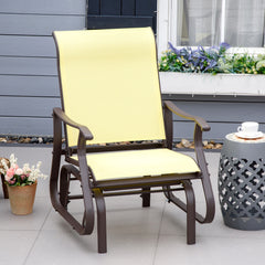 Outdoor Glider Chair, Gliders for Outside Patio with Steel Frame and Mesh Fabric for Backyard, Garden, and Porch, Beige