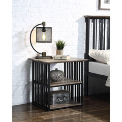 Uranus Antique Oak & Black Finish Nightstand