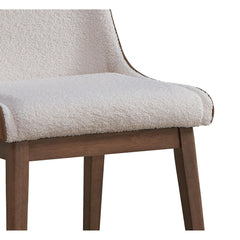 Jason White Boucle, Brown Velvet & Walnut Finish Side Chair (Set of 2)