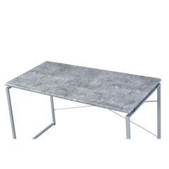 Metal Frame Writing Desk 1pc Wooden Home Office Furniture Faux Concrete & Silver Finish Laptop Table
