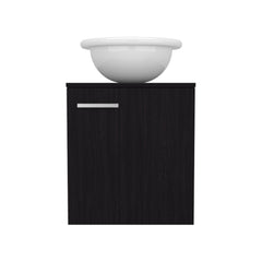 Asteroid Floating, Wide One-Door Cabinet Vanity, With Wessel Sink And One Shelf, Bathroom Storage, Black