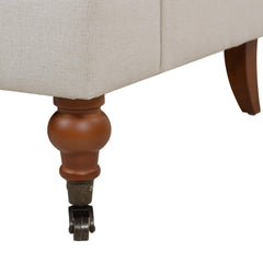 Polyxena 38" Lawson Accent Arm Chair Metal Casters, Sky Neutral Beige Polyester
