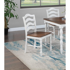 White 5-Pcs Dining Set Dining Table Chairs Unique Legs Natural wood Grain Look Top Kitchen Table