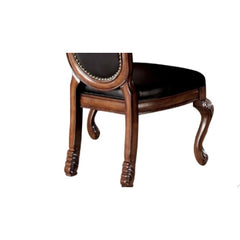 Epimetheus Black Synthetic Leather & Cherry Finish De Ville Side Chair (Set of 2)