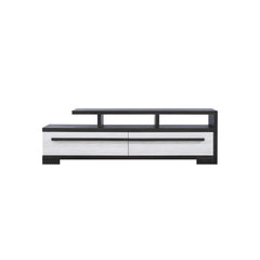1pc Entertainment Console Modern Design Chalk Ebony Wood Finish Open Shelf Two Spacious Drawers TV Stand