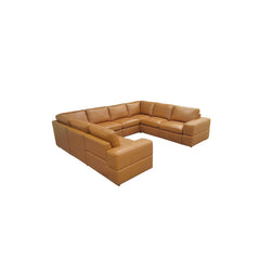 Premium Leather Match Upholstered Large Arms Sectional with Two Recliner Seats