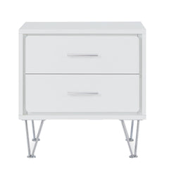 White 2-Drawer Accent Table with Hairpin Legs