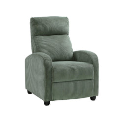 Hecuba Manual Push Back Reclining Chair with Green Ribbed Corduroy