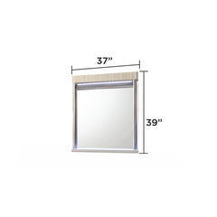 Earth Modern Style Mirror with LED in Gray with clean linear detailing(INCLUDES MIRROR ONLY NOT DRESSER)