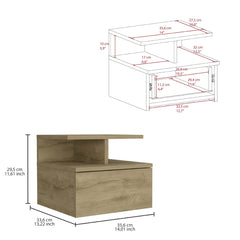 Cosmos Floating Nightstand with Drawer and Open Storage Shelves