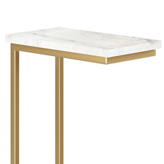 Orion C Side Table with Genuine Marble Top in White/Gold
