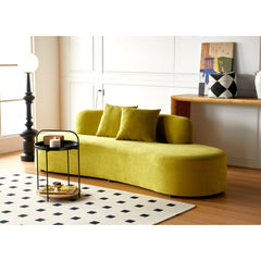 90" Curved Sofa with Throw Pillows, 4 Seater Luxury Velvet Couch with Half Moon Design and High-Density Foam, Ideal for Modern Living Room, Office & Apartment, Olive Green