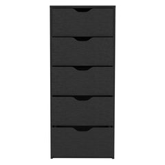 Dresser 42"H, 5 Drawers , Slim Storage Chest of Drawers, Black