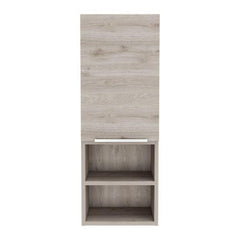 Display Single Door Cabinet 32" H, Two Interior Shelves, Two External Shelves, Light Gray