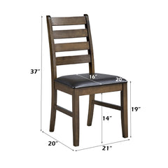 Aria Brown Synthetic Leather & Walnut Side Chair (Set of 2)