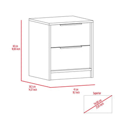 Lyra Nightstand , End Table, Side Table Two Drawers, Metal Handle -Light Gray