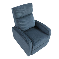 Modern Push Back Recliner Chair Bue Soft Corduroy Upholstery Comfort Solid Wood Living Room Furniture 1pc