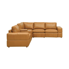 Premium Leather Match Upholstered Large Arms Sectional with Two Recliner Seats