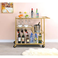 Odysseus Mirrored & Champagne Finish Serving Cart