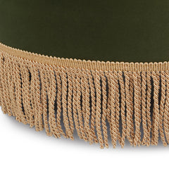 Planet 24" Round Upholstered Accent Ottoman, Olive Green Performance Velvet