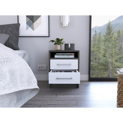Apex Oak and White 2-Drawer 1-Shelf Rectangle Nightstand