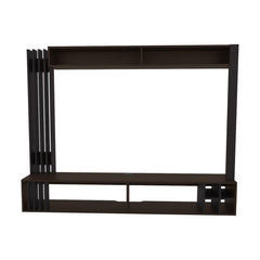 Vista Entertainment Center With Open Shelves, Tv Panel And Storage Compartment For Living Room or Bedroom