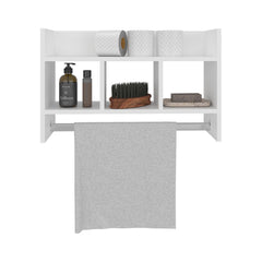 Neptune Wall Shelf with Towel Bar 15.7" H, 4 Shelves, White - Bathroom