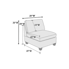 1pc ARMLESS CHAIR ONLY Grey Chenille Fabric Modular Armless Chair Cushion Seat Living Room Furniture