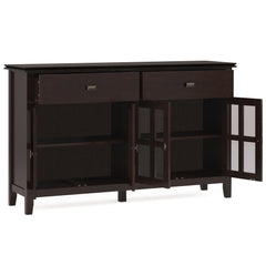 Demeter Solid Wood Large 4 Door Sideboard Buffet in Dark Chestnut Brown