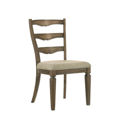 Aphrodite Light Brown Fabric & Weathered Oak Finish Side Chair (Set of 2)