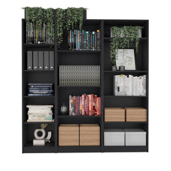 Nebula 3 Piece Home Bookcase set, 67" Wide with 14 Shelves , Living Room Set Set Black