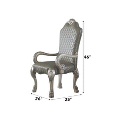 Chronos Synthetic Leather &Vintage Bone White Finish Arm Chair (Set of 2)