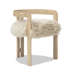Zeus 21" Low Back Genuine Fur Dining Chair, Natural Blonde Genuine Fur