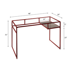 Star Glass Top & Red Finish Writing Desk