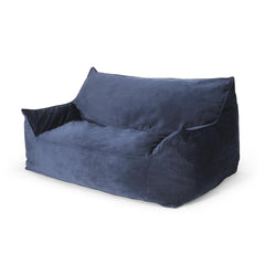 Aeneas Velveteen 2-Seater Oversized Bean Bag Chair with Armrests, Dark blue
