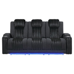 Epic Black 2PC Power Reclining Sofa and Loveseat with Power Headrest, LED and more