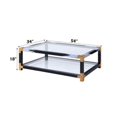 Mercury Clear Glass & White Brushed Finish Coffee Table