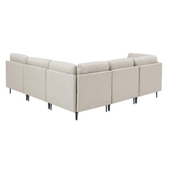 Linen Upholstered Modular Sectional with Metal Legs