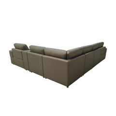 Premium Leather Match Upholstered Large Arms Sectional with Two Recliner Seats