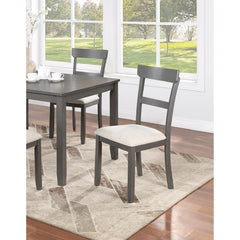 Classic Stylish Gray Natural Finish 5pc Dining Set Kitchen Dinette Wooden Top Table and Chairs Cushions Seats Ladder Back Chair Dining Room