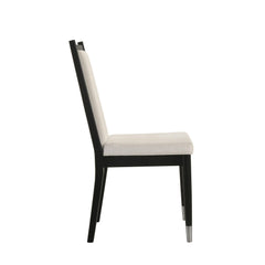 Contemporary Style 2pc Side Chair Arrow Legs Angled Back Silver Capped Legs Black And White Finish
