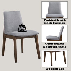 Apocalypse Light Gray Fabric & Walnut Finish Side Chair(Set of 2)