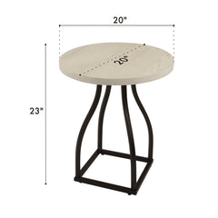 Apollo Accent Table, 20 Inch Round Wood White Top, Black Metal Base