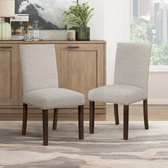 Classic 5pc Dining Set Dark Brown Finish Table and 4x Side Chairs Comfort Upholstery Taupe Dining Kitchen Furniture
