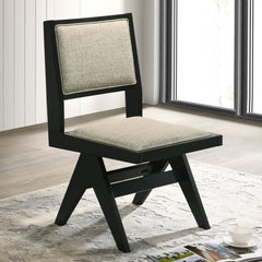 Contemporary 5pc Black Dining Set Rubber wood Table w 4x Side Chairs Rectangle Dining Table