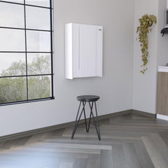 Wall Foldable Table with Multiple Shelves, White