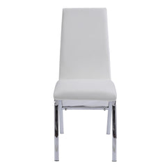 White and Chrome Armless Solid Back Side Chair (Set of 2)