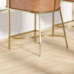 26" Modern Counter Stool,  Tobacco Brown Faux Leather & Gold Steel Frame, 1PC