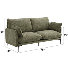Armageddon Green Fabric Sofa w/2 Pillows (Compressed Cushion)