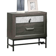 Contemporary Style 1pc Nightstand Metal Legs Acrylic Handle And Accent Gray Finish Bedroom Furniture